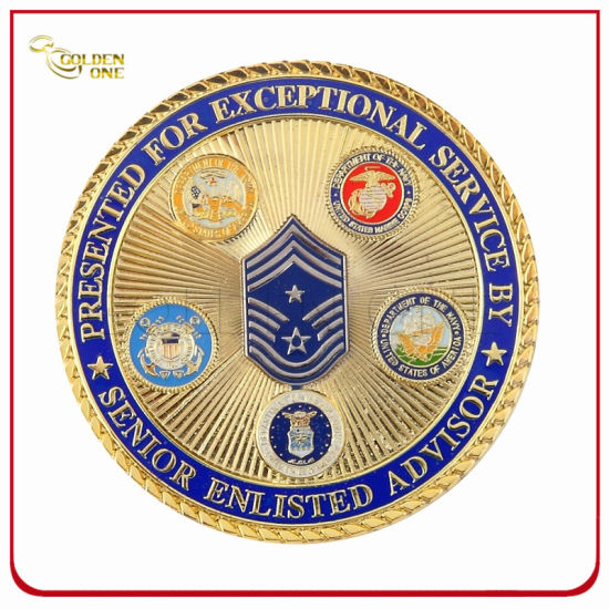 China Wholesale Decoration Gift Zinc Alloy Cut Out Gold Plated Challenge Coin